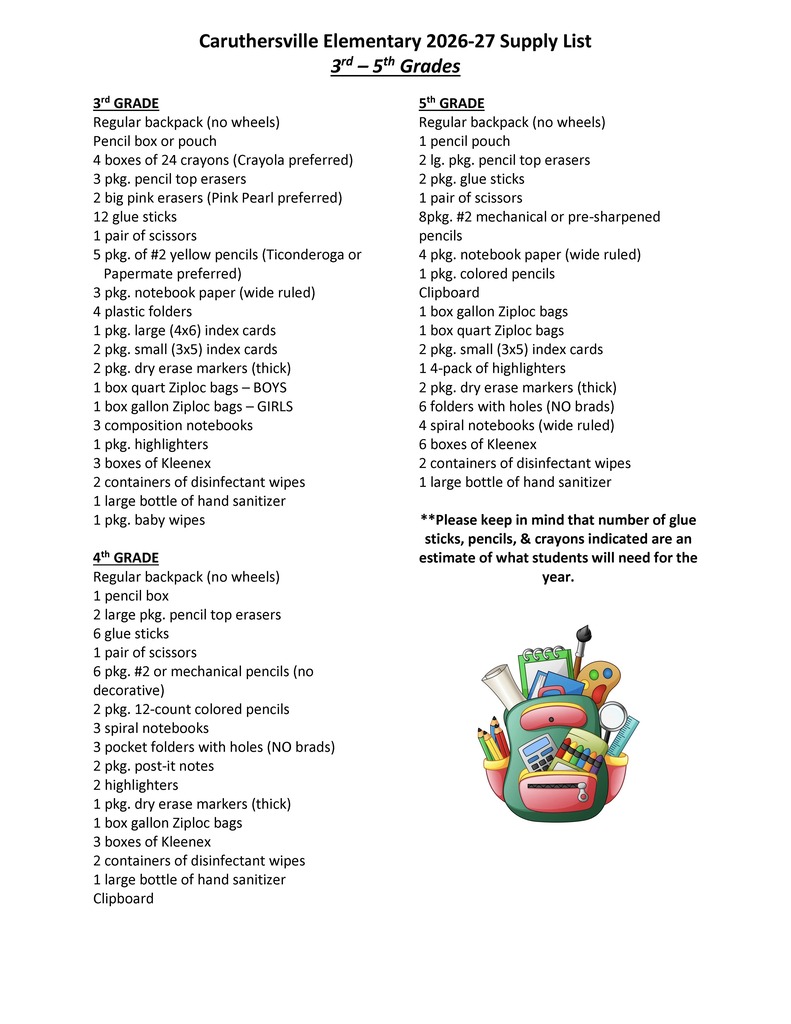 3rd-5th Supplies