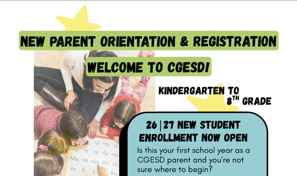 new parent oriantation and registration k-8th grade