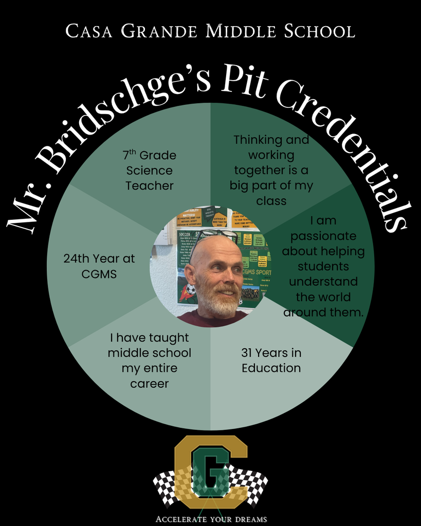 Mr. Bridschge's teaching credentials and strengths summarized as a 7th grade Science teacher.