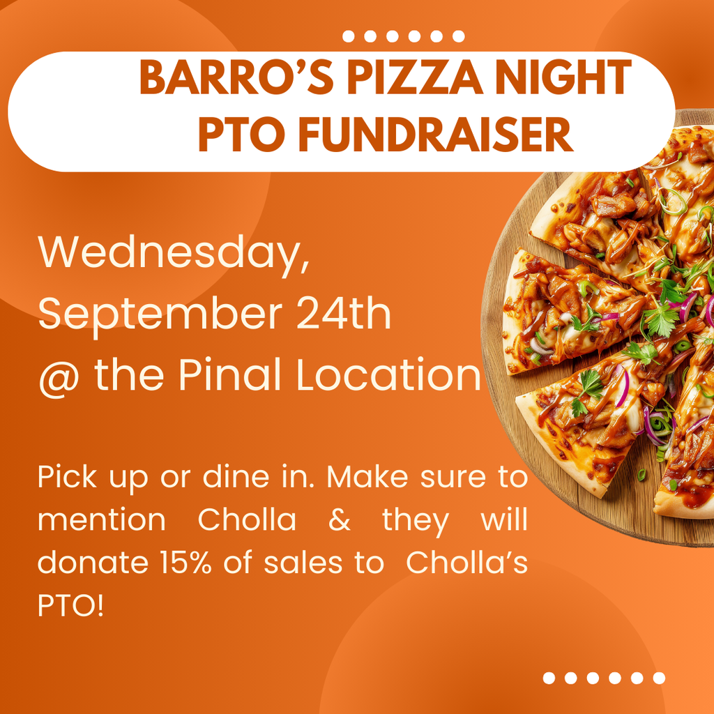 Barro's Pizza Night PTO Fundraiser. Wednesday, September 24th. 