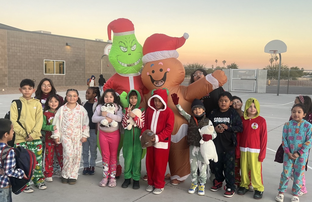 students dressed in holiday attire at school