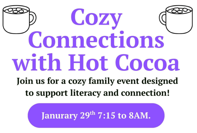 cozy connections with hot cocoa, january 29th