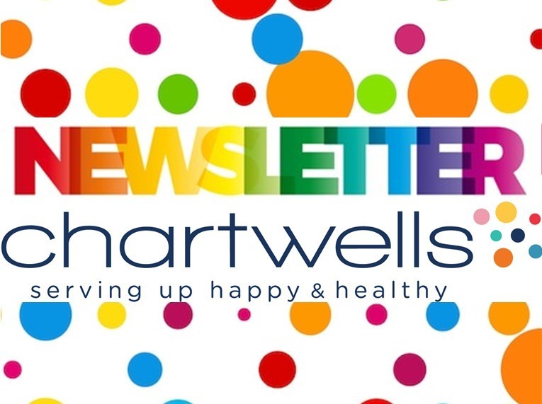 Chartwells Newsletter image with words "serving up happy & healthy"