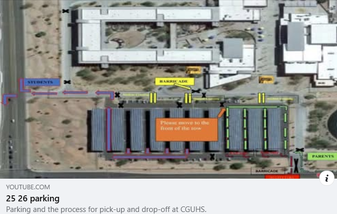 map of CGHS parking lot showing the pathway to take
