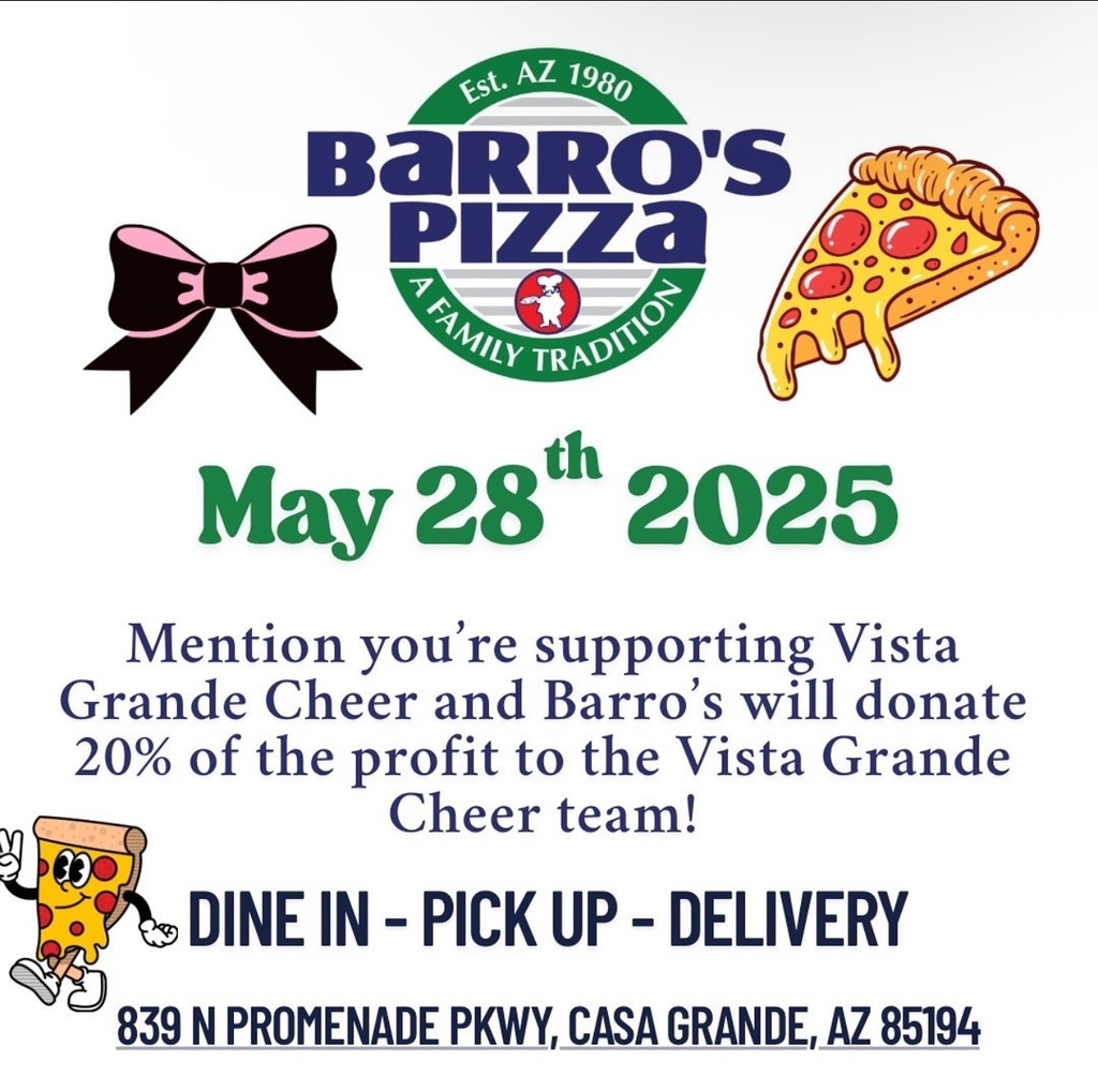 Spiritline Barro's Pizza Fundraiser Flyer