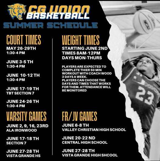 Boys Basketball Summer Schedule Flyer