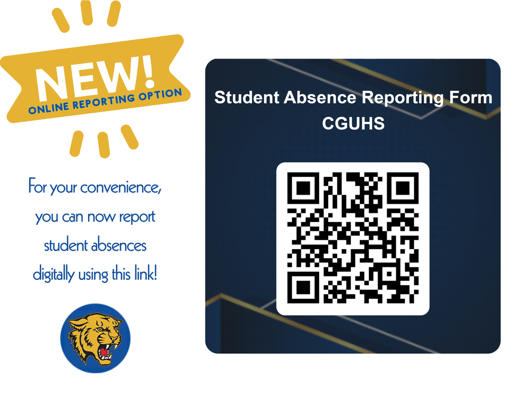QR Code to report student absences: New! Absence Reporting Form! For your convenience, you can report student absences at https://forms.office.com/r/yibU3GDMZn.