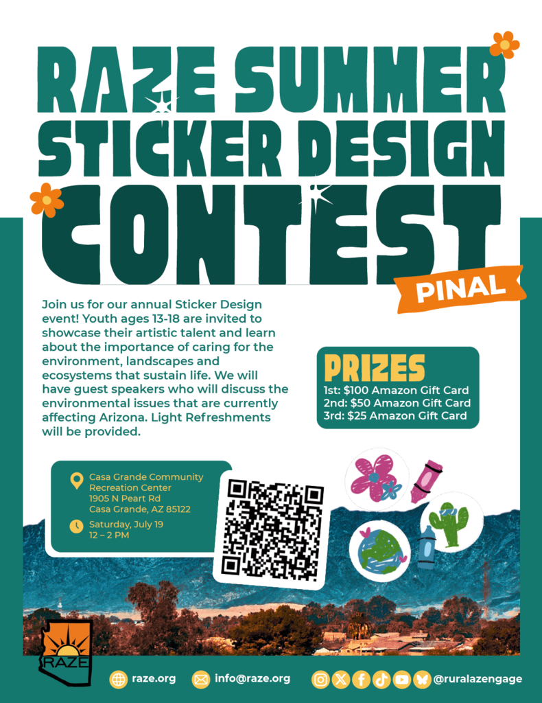 RAZE Summer Sticker Design Contest Event Saturday, July 19 @ 12-2 PM Youth Ages 13-18 Guest Speakers & Light Refreshments https://5il.co/3lzcc
