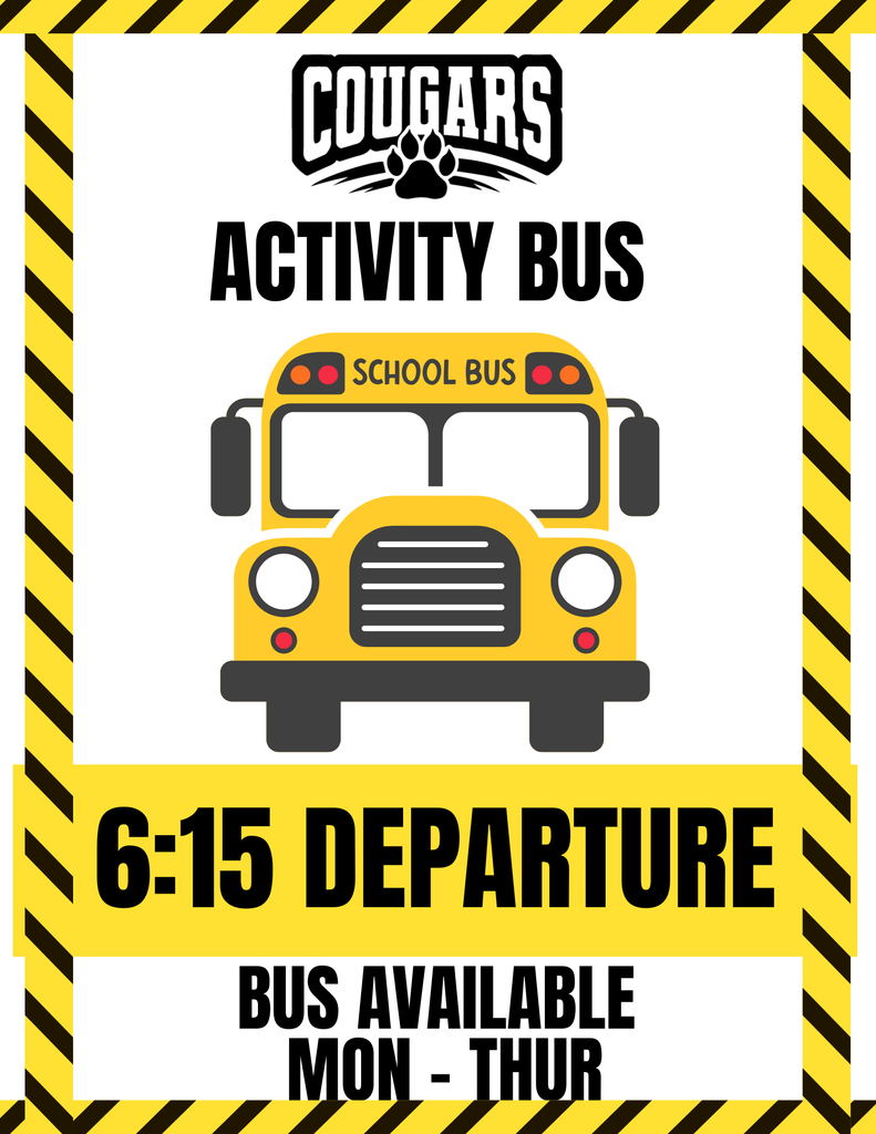 🚌 Attention CGUHS Students! Starting Monday, November 10th, the Activity Bus will now leave at 6:15 PM and will run Monday through Thursday each week. Be sure to plan your after-school activities accordingly! 💙💛