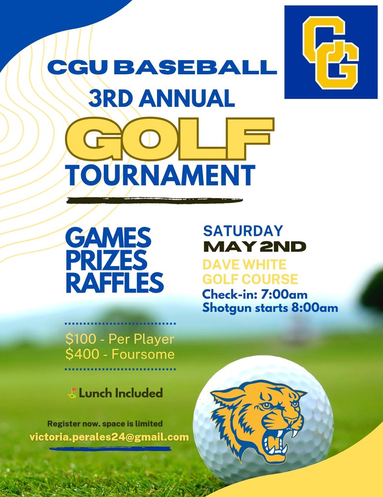 flyer for CG baseball golf tournament May 2, 7:00 AM Dave White Golf Course