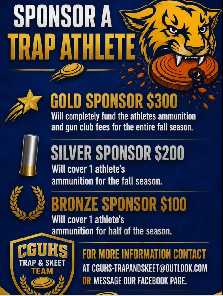 🎯 Support CGUHS Trap & Skeet! 💙💛 🚨 Our season depends on your support! 🚨 The Casa Grande Union High School Trap & Skeet Team is still raising funds to purchase ammunition and other essential supplies for the upcoming fall season. Every donation helps ensure our student-athletes have the resources they need to compete and succeed. As a three-time State Champion program, we're proud to build champions both on and off the range through firearm safety, responsibility, confidence, and teamwork. 💰 Every donation makes a difference. 🏆 Every dollar helps keep our athletes competing. If you'd like to make a monetary donation or learn more about becoming a sponsor, please send us a message or email CGUHS-TrapandSkeet@outlook.com. Thank you for supporting Cougar Trap & Skeet and investing in the success of our student-athletes! 💙💛