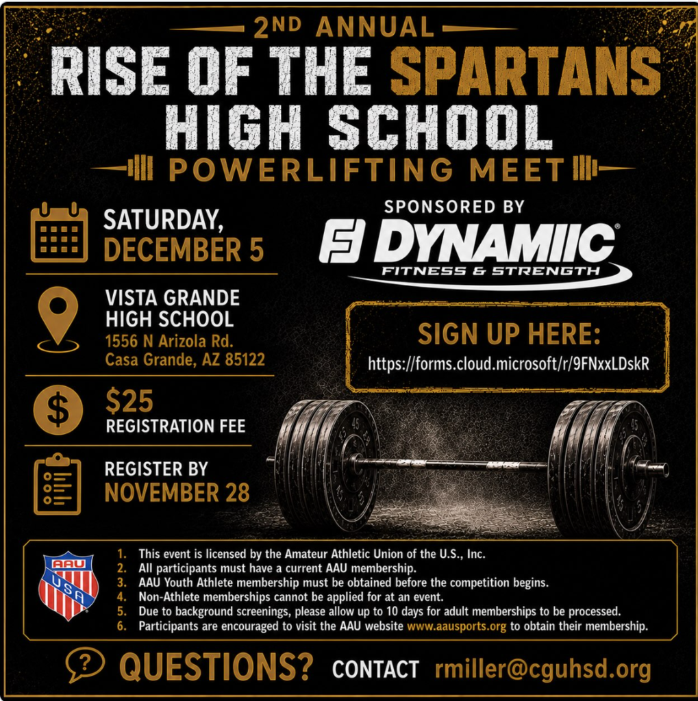 flyer for powerlifting meet black and gold