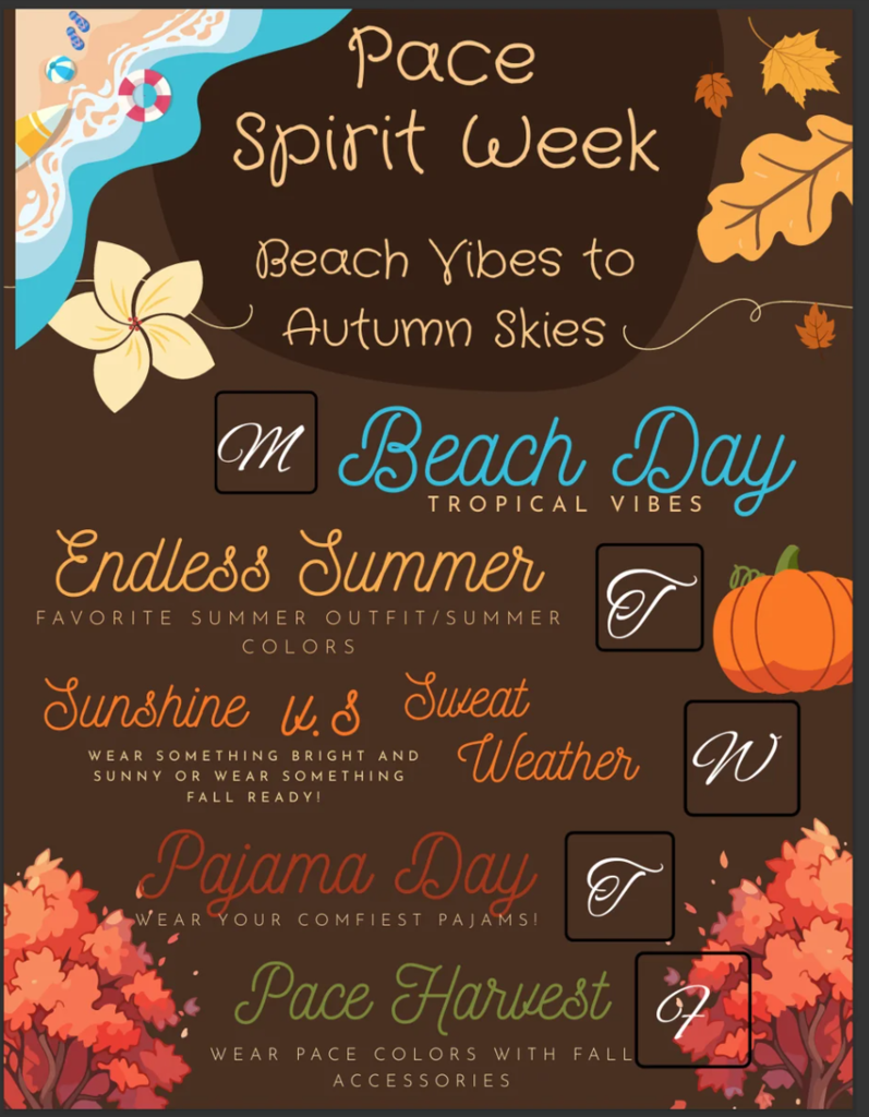 pace spirit week flyer brown