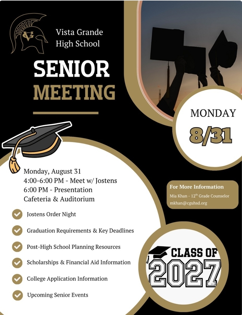 vg senior class meeting flyer with info