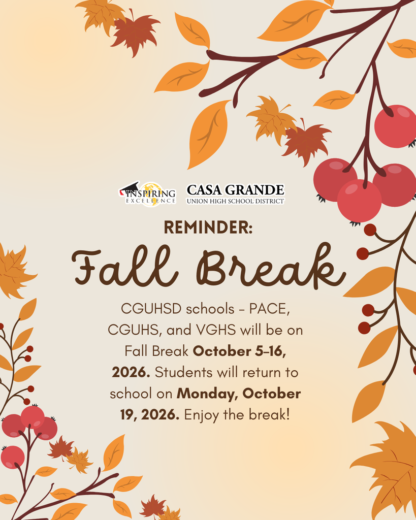 fall break flyer with fall colors for cguhsd