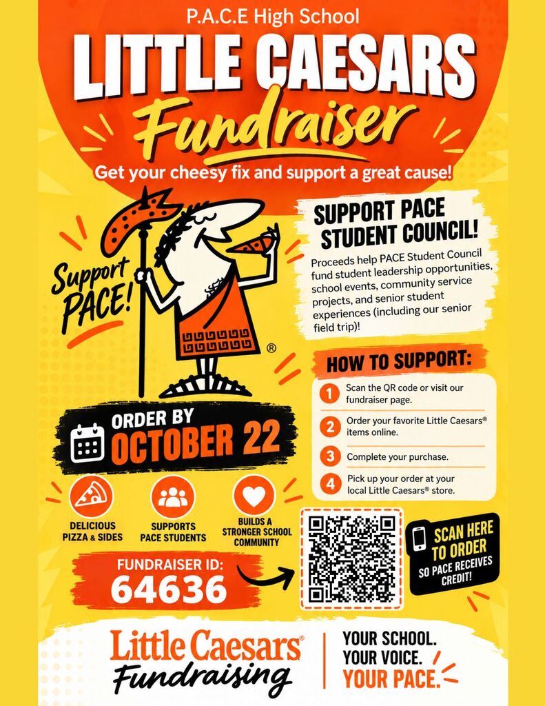 pace flyer for little cesars fundraiser with info yellow