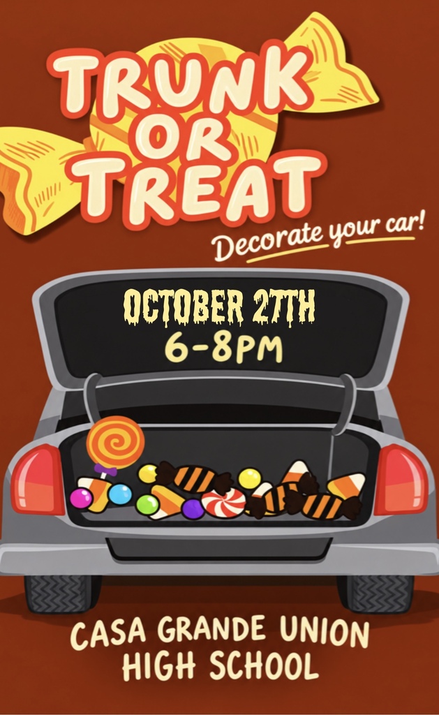 flyer for trunk or treat orage with car and candy graphics
