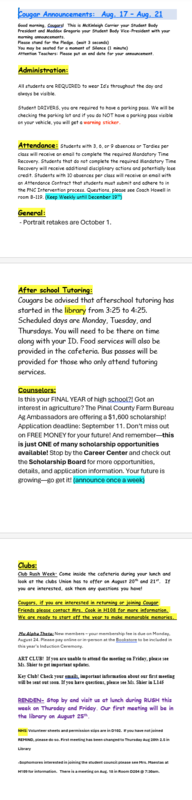 announcements