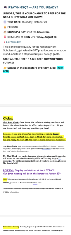 announcements