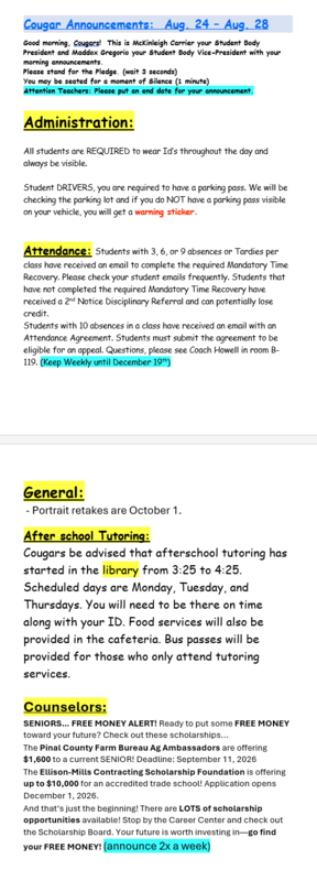 announcements 