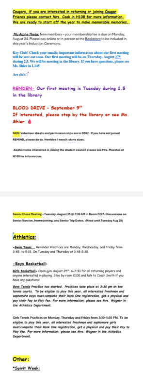 Announcements - August 25th, 2026