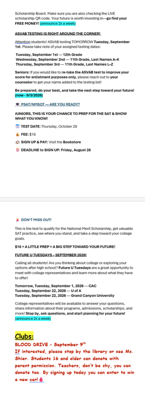 announcements