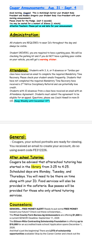 announcements
