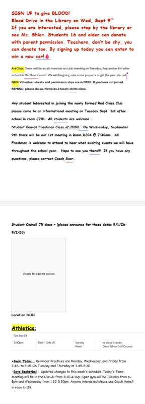 Announcements - September 1st, 2026