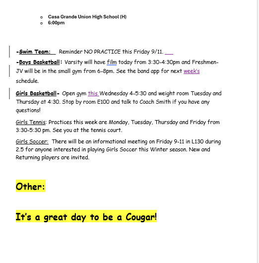 announcements