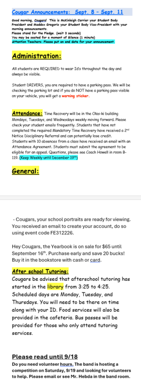 announcements
