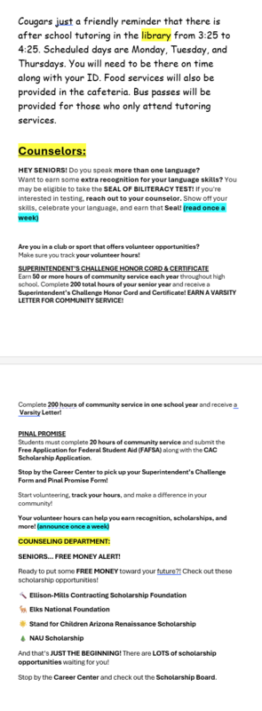 Announcements - September 21st, 2026