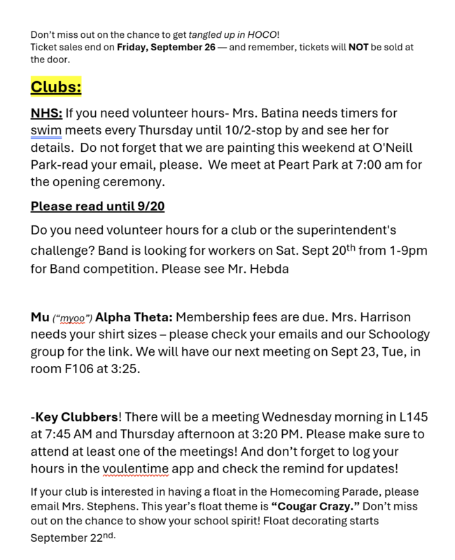 announcements
