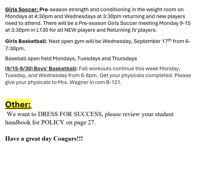 announcements