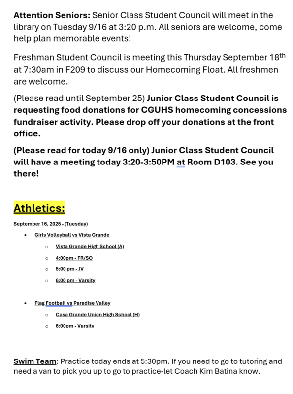 announcements