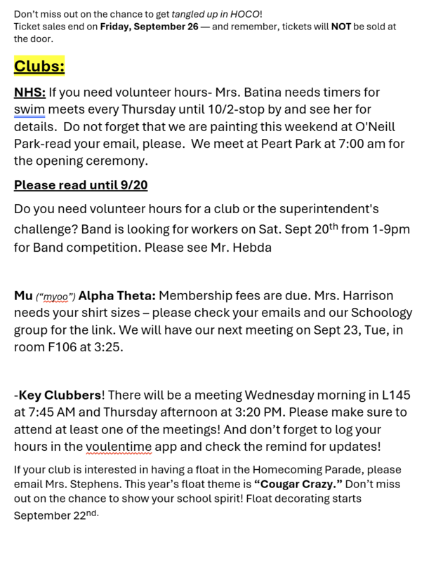announcements