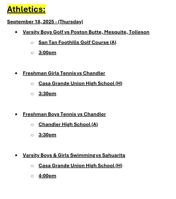 Announcements September 18
