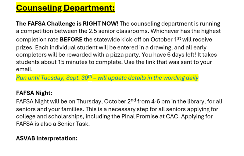 Announcements September 26i\k\