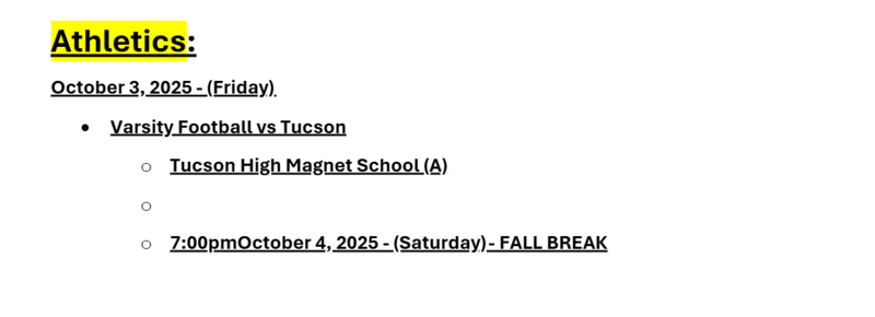Announcements October 3
