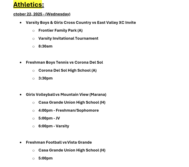 Announcements - October 22nd