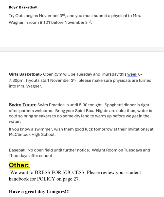 Announcements - October 22nd