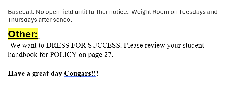 Announcements - October 23rd