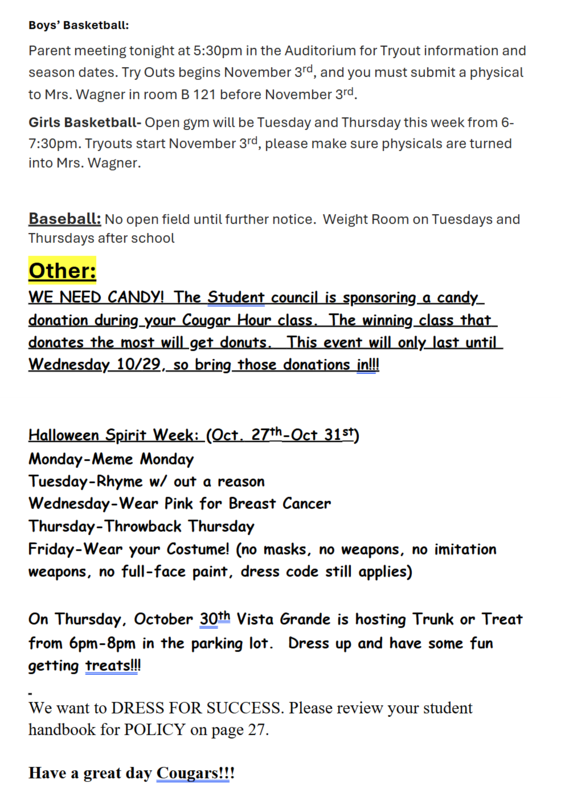 Announcements - October 24th