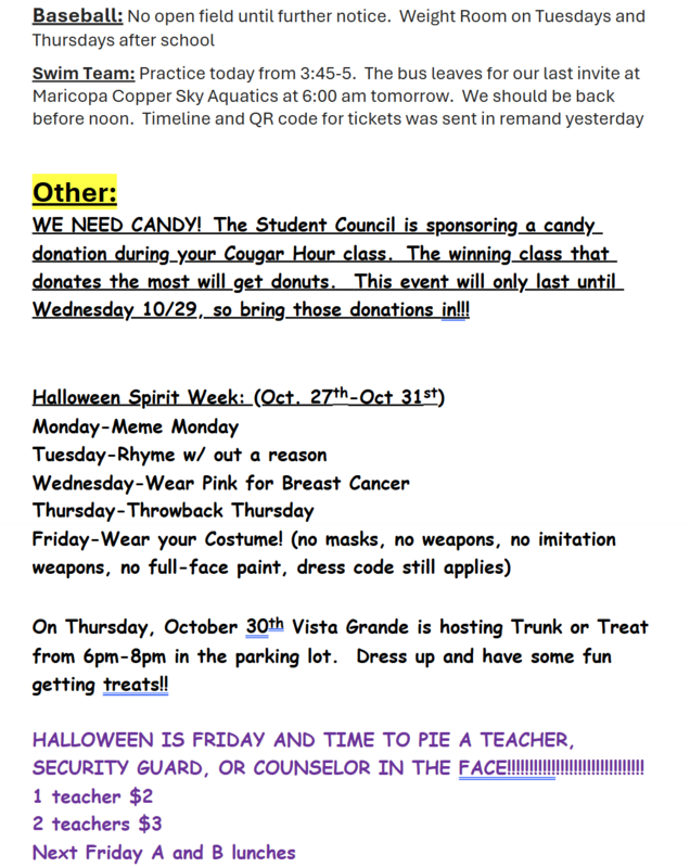 Announcements - October 27th