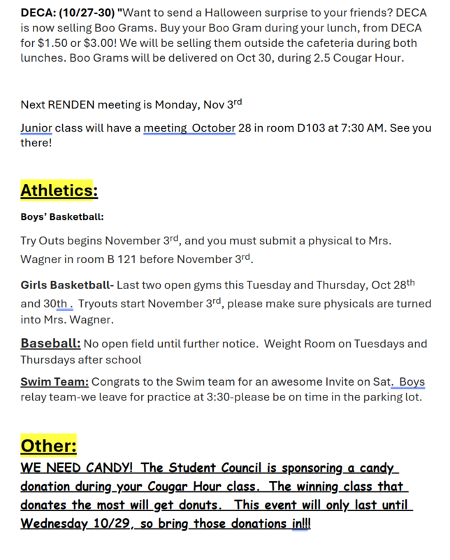 Announcements - October 28th