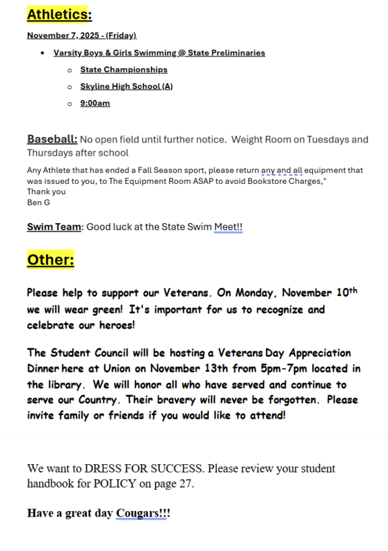 Announcements - November 7th