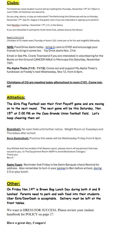 Announcements - November 14th