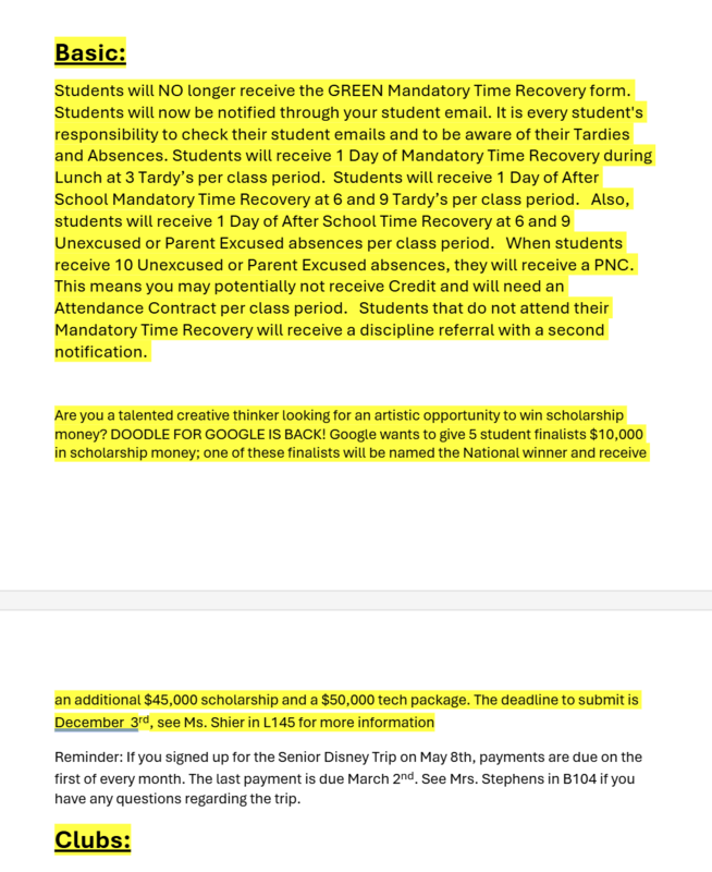 Announcements - November 17th