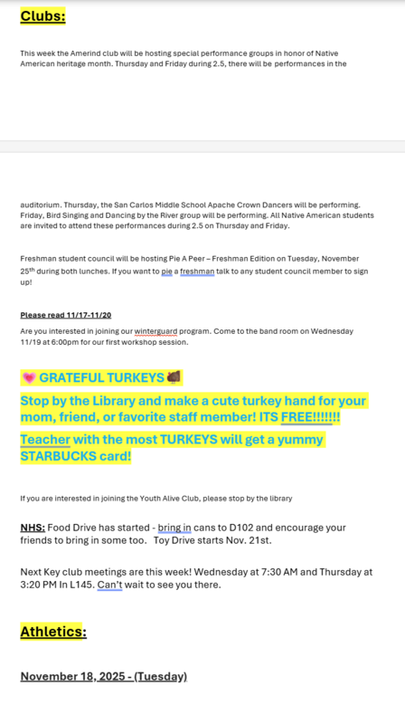 Announcements - November 18th