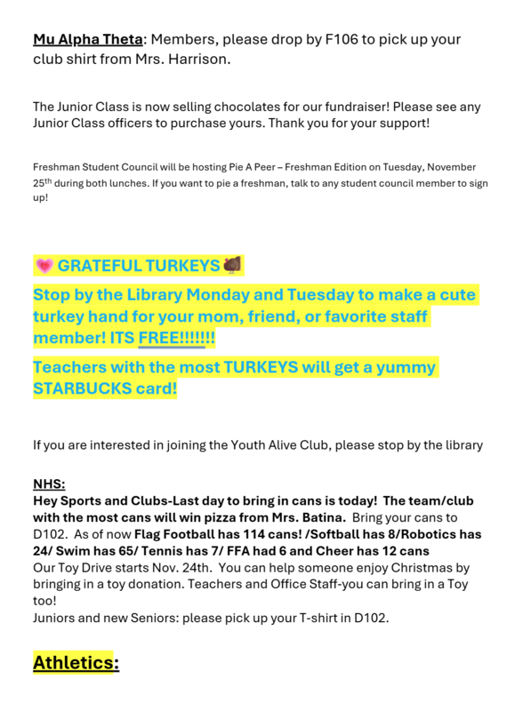 Announcements - November 24th