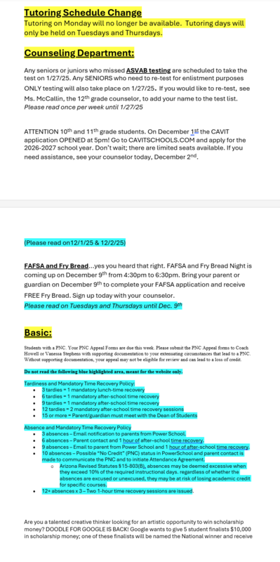 Announcements - December 2nd